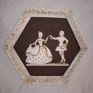 Mid Century Modern Victorian Couple Dance Chalkware 1965 Universal Statuary Corp